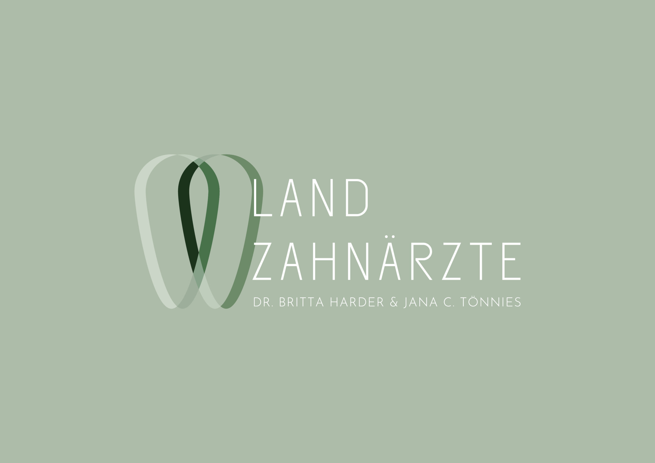 Logo Landzahnärzte auf grünem Hintergrund. Gestaltung Larissa Mewes