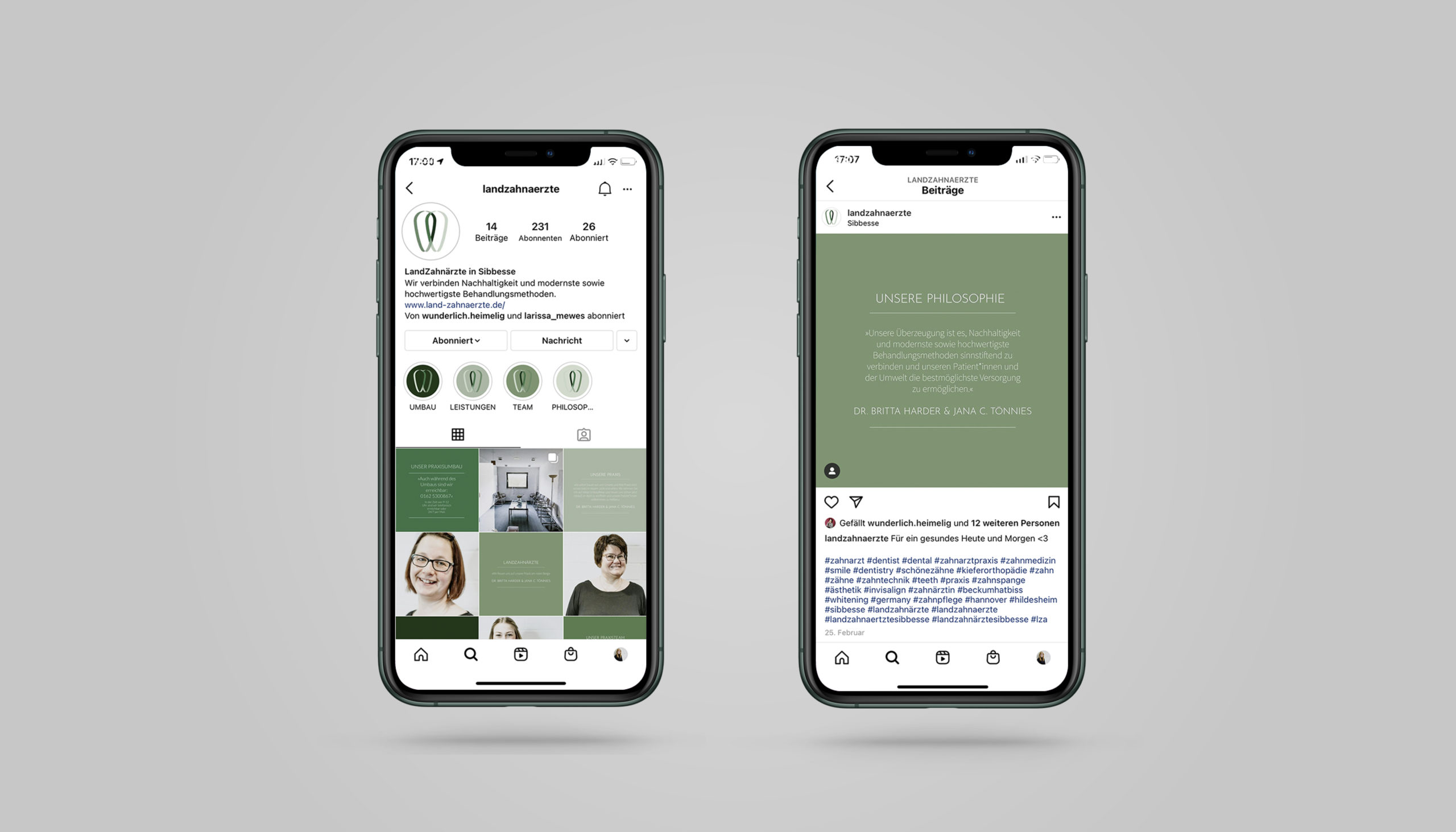 Iphone mit dem Social Media Account von den Landzahnärzten in Sibbesse